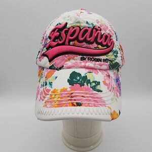 Robin Ruth Espana Quilted Hat Cap Allover Floral Embroidered Snapback Adjustable